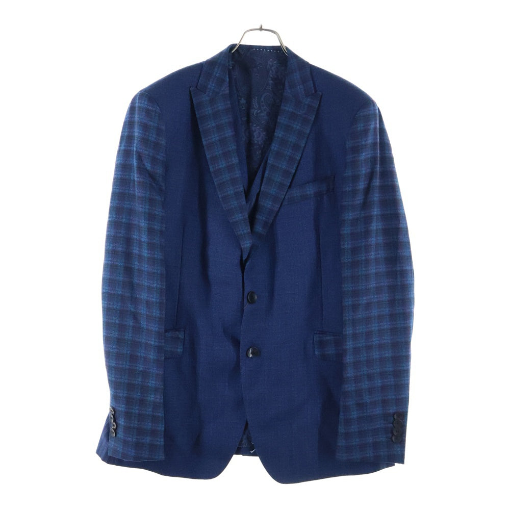 ETRO(エトロ) 20AW 3ピース セットアップスーツ ペイズリー総柄 ウール 2B テーラードジャケット ノーカラーベスト ノータックスラックスパンツ ネイビー 202-1A415-5514
