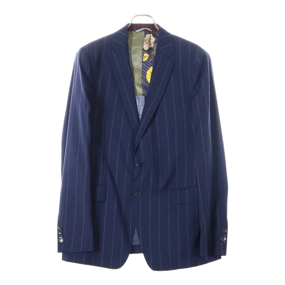 ETRO(エトロ) 21SS セットアップスーツ ストライプ総柄 ウール 2B テーラードジャケット ノータック スラックスパンツ ネイビー 211-1A299-1081