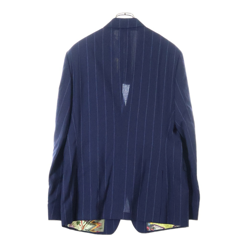 ETRO(エトロ) 21SS セットアップスーツ ストライプ総柄 ウール 2B テーラードジャケット ノータック スラックスパンツ ネイビー 211-1A299-1081