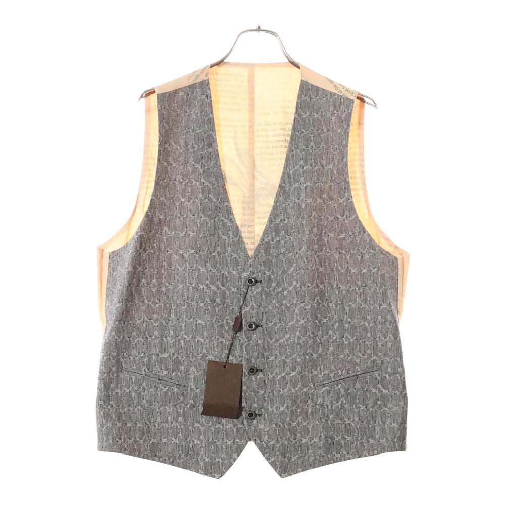 ETRO(エトロ) 19AW ジャッカロープ ラビット バックプリント ウール ノーカラーベスト ブラウン/ベージュ 192-1G960-8545