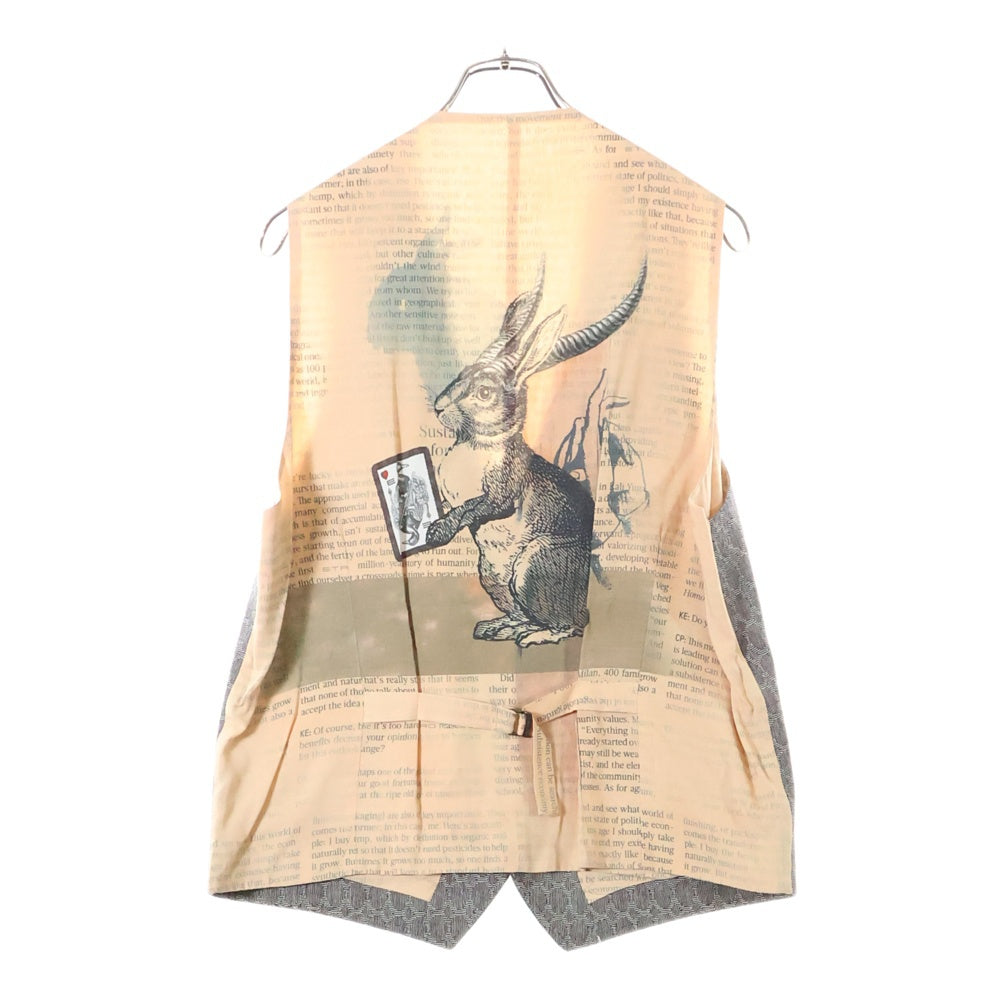 ETRO(エトロ) 19AW ジャッカロープ ラビット バックプリント ウール ノーカラーベスト ブラウン/ベージュ 192-1G960-8545