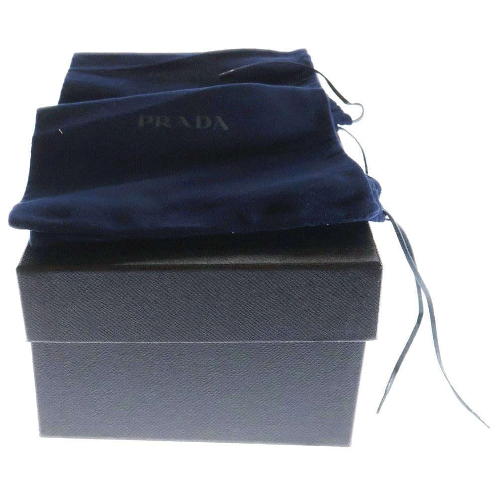 PRADA(プラダ) ロゴプリント バイカラー 切り替え レザー ローカットシューズ ローファー ホワイト/ネイビー