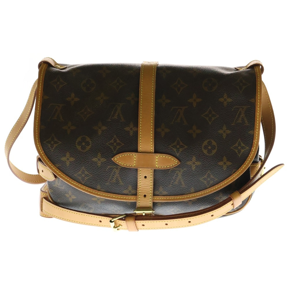 LOUIS VUITTON(ルイヴィトン) モノグラム ソミュール30 ショルダーバッグ ブラウン レザー×PVC ゴールド金具 M42256