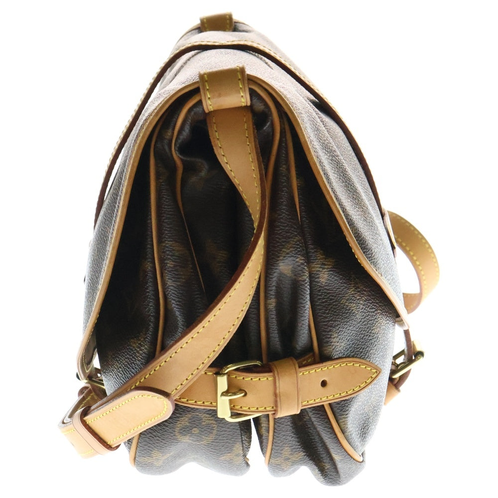LOUIS VUITTON(ルイヴィトン) モノグラム ソミュール30 ショルダーバッグ ブラウン レザー×PVC ゴールド金具 M42256
