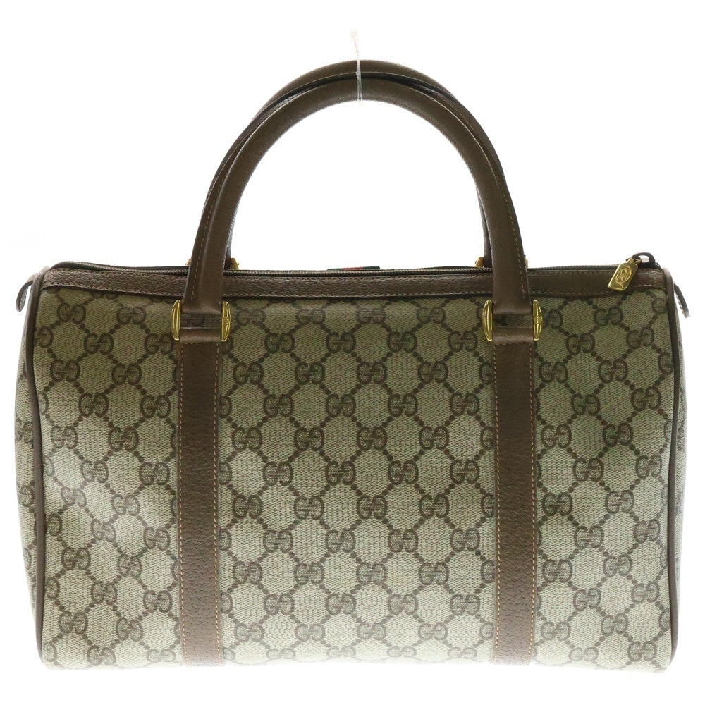 GUCCI(グッチ) ミニボストンバック ハンドバッグ ブラウン×ベージュ ゴールド金具 GGキャンバス×レザー 111.02.007