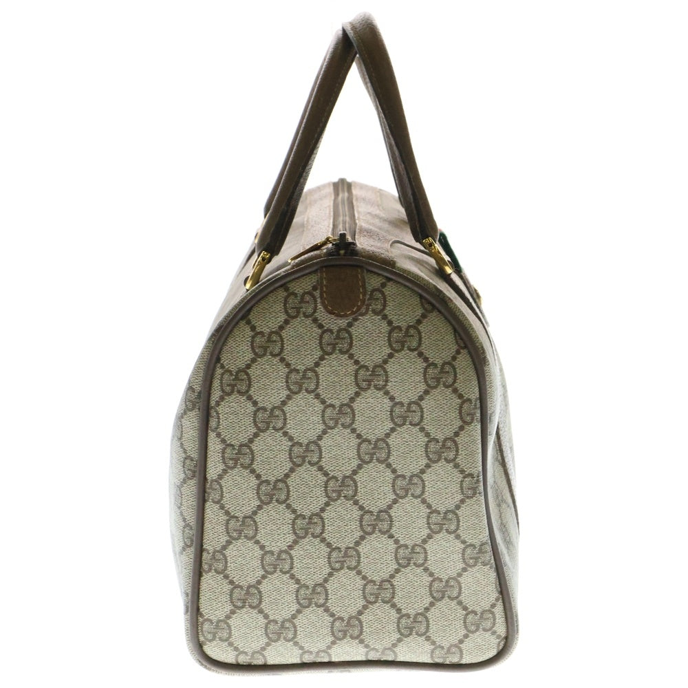 GUCCI(グッチ) ミニボストンバック ハンドバッグ ブラウン×ベージュ ゴールド金具 GGキャンバス×レザー 111.02.007