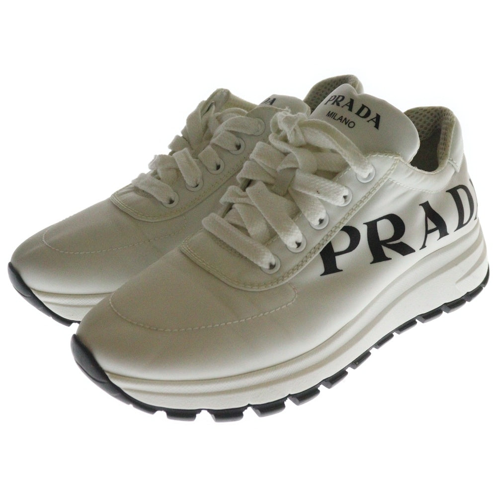 PRADA(プラダ) ナイロン ロゴプリント レースアップ ローカットスニーカー シューズ ホワイト 1E552L