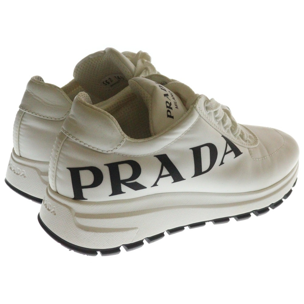 PRADA(プラダ) ナイロン ロゴプリント レースアップ ローカットスニーカー シューズ ホワイト 1E552L