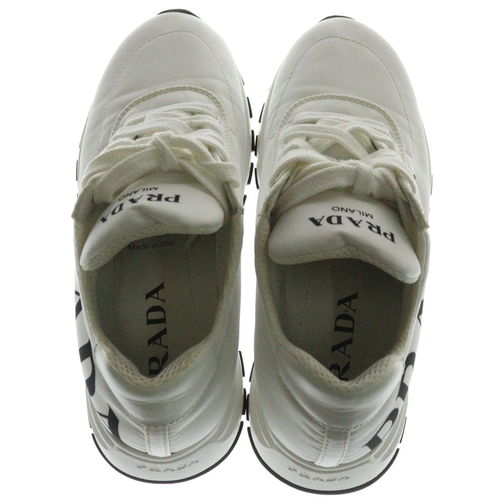 PRADA(プラダ) ナイロン ロゴプリント レースアップ ローカットスニーカー シューズ ホワイト 1E552L