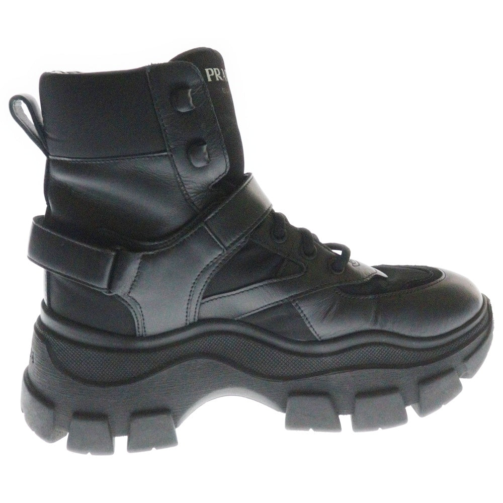 PRADA(プラダ) レースアップ ブーツ ブラック レザー×ナイロン 36