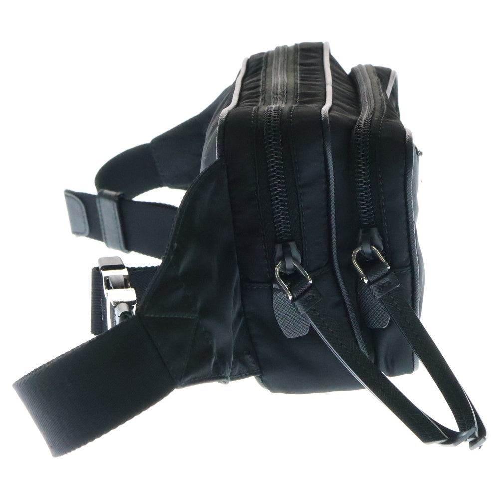 PRADA(プラダ) ボディバック ウエストバッグ ショルダーバッグ ナイロン ブラック シルバー金具 ロゴ三角プレート 1BL010
