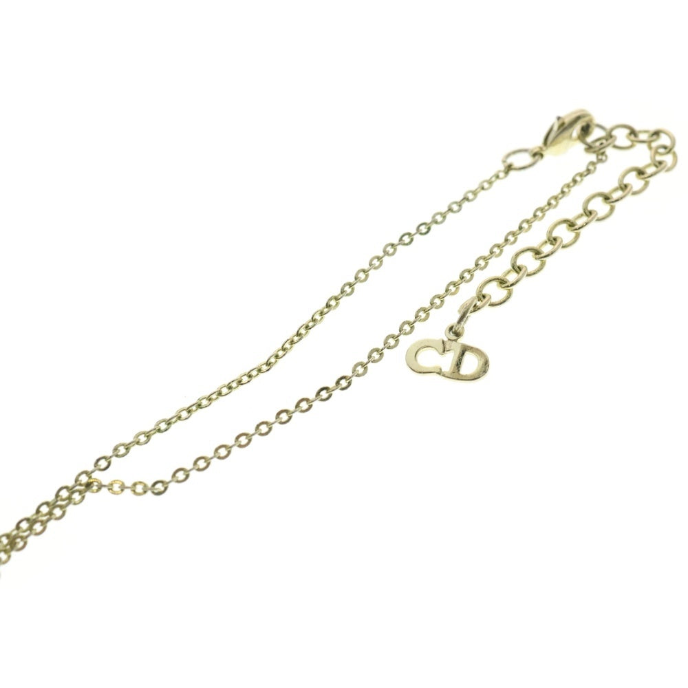 Christian Dior(クリスチャンディオール) DIOR ロゴ ネックレス ハートモチーフ ラインストーン ゴールド GP ペンダント