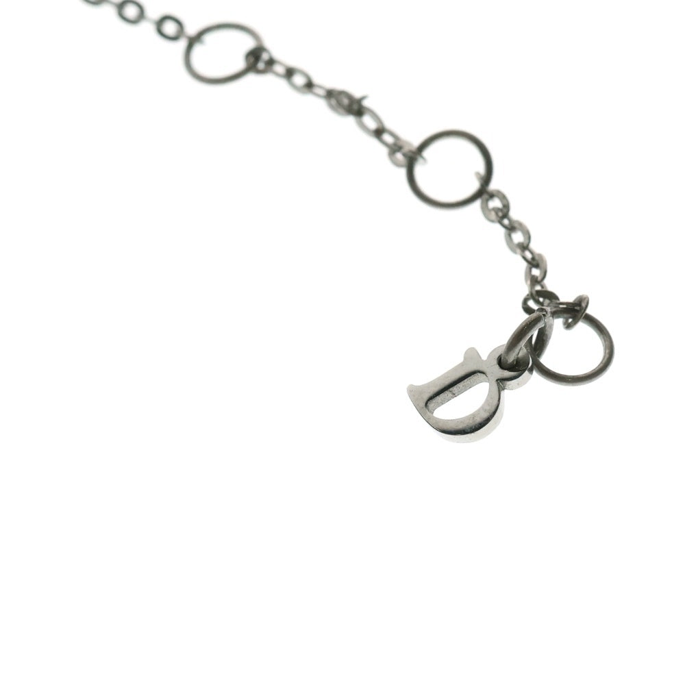 Christian Dior(クリスチャンディオール) パール リボン モチーフ ネックレス CDロゴ ラインストーン シルバー