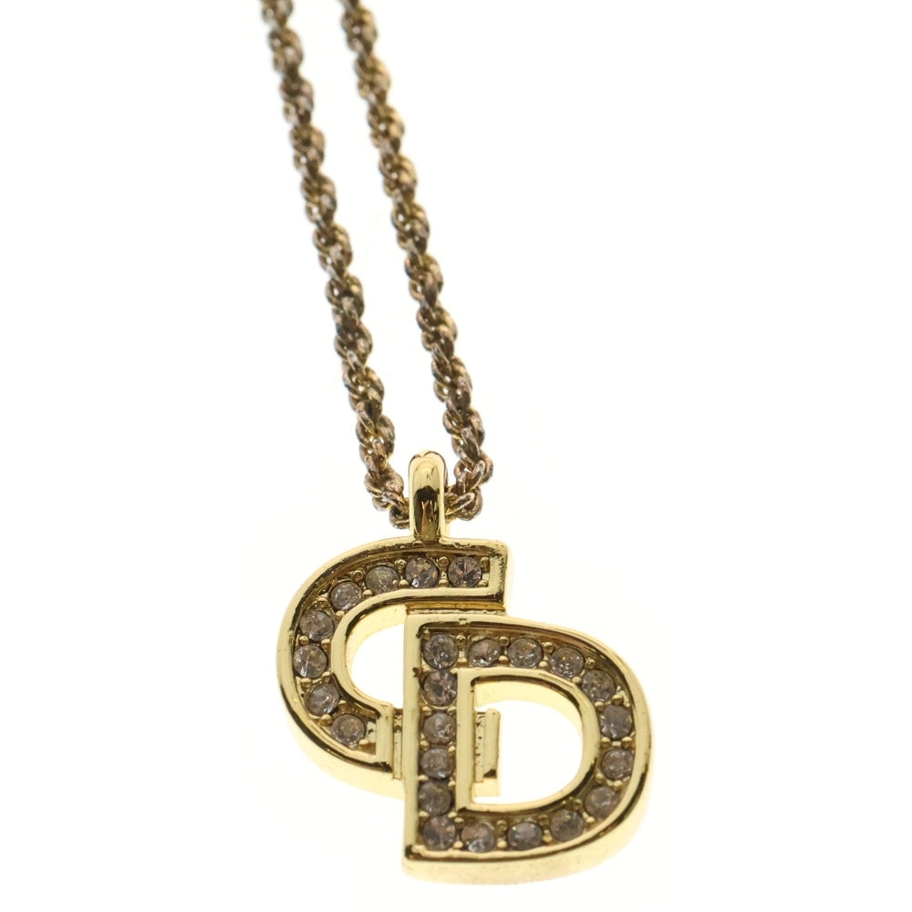Christian Dior(クリスチャンディオール) CD ラインストーン ネックレス GP ゴールド アクセサリー