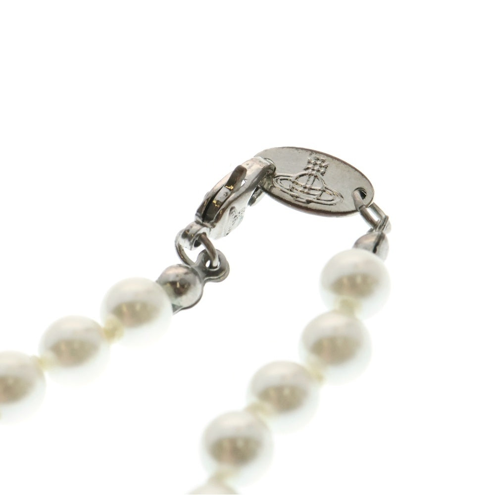 Vivienne Westwood(ヴィヴィアンウエストウッド) MAN BAS RELIEF PEARL ラインストーン パールネックレス チョーカー シルバー