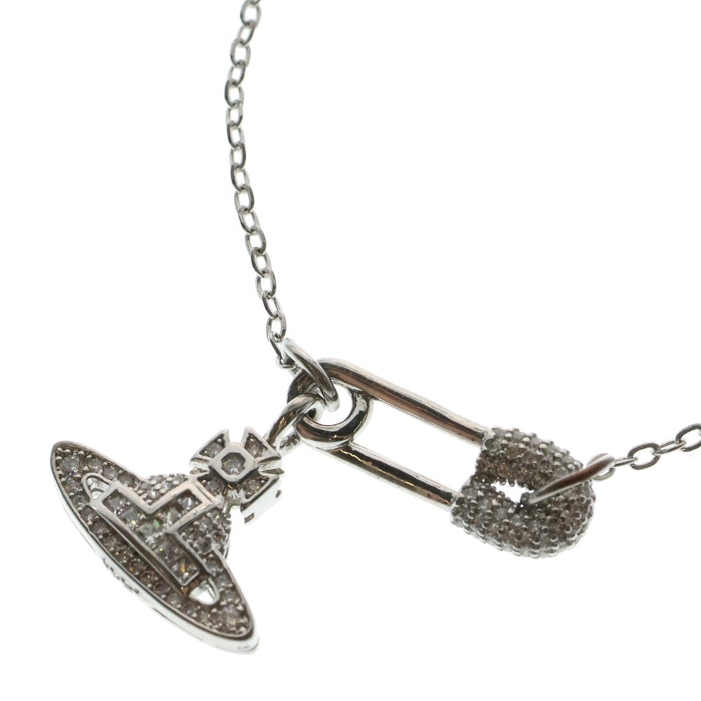 Vivienne Westwood(ヴィヴィアンウエストウッド) Safety Pin 安全ピン モチーフ ラインストーン ネックレス シルバー GP