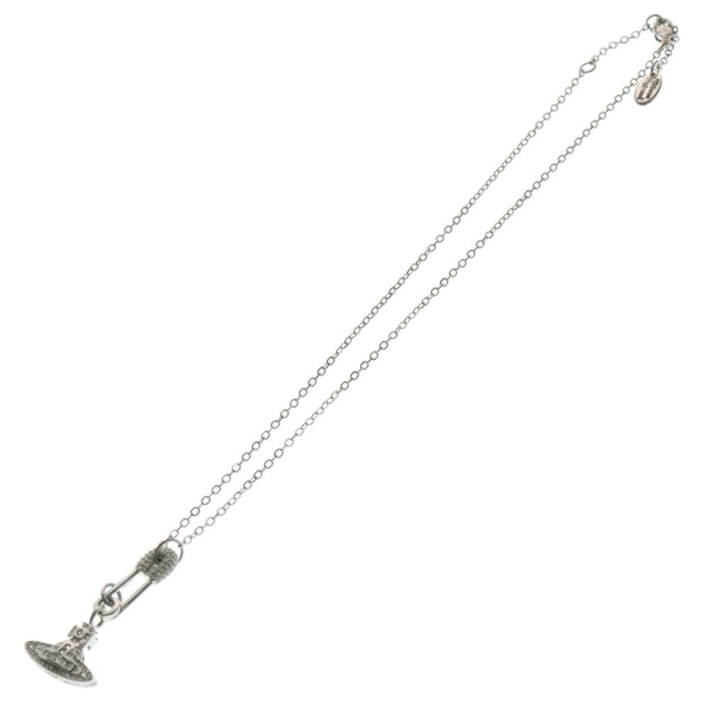 Vivienne Westwood(ヴィヴィアンウエストウッド) Safety Pin 安全ピン モチーフ ラインストーン ネックレス シルバー GP