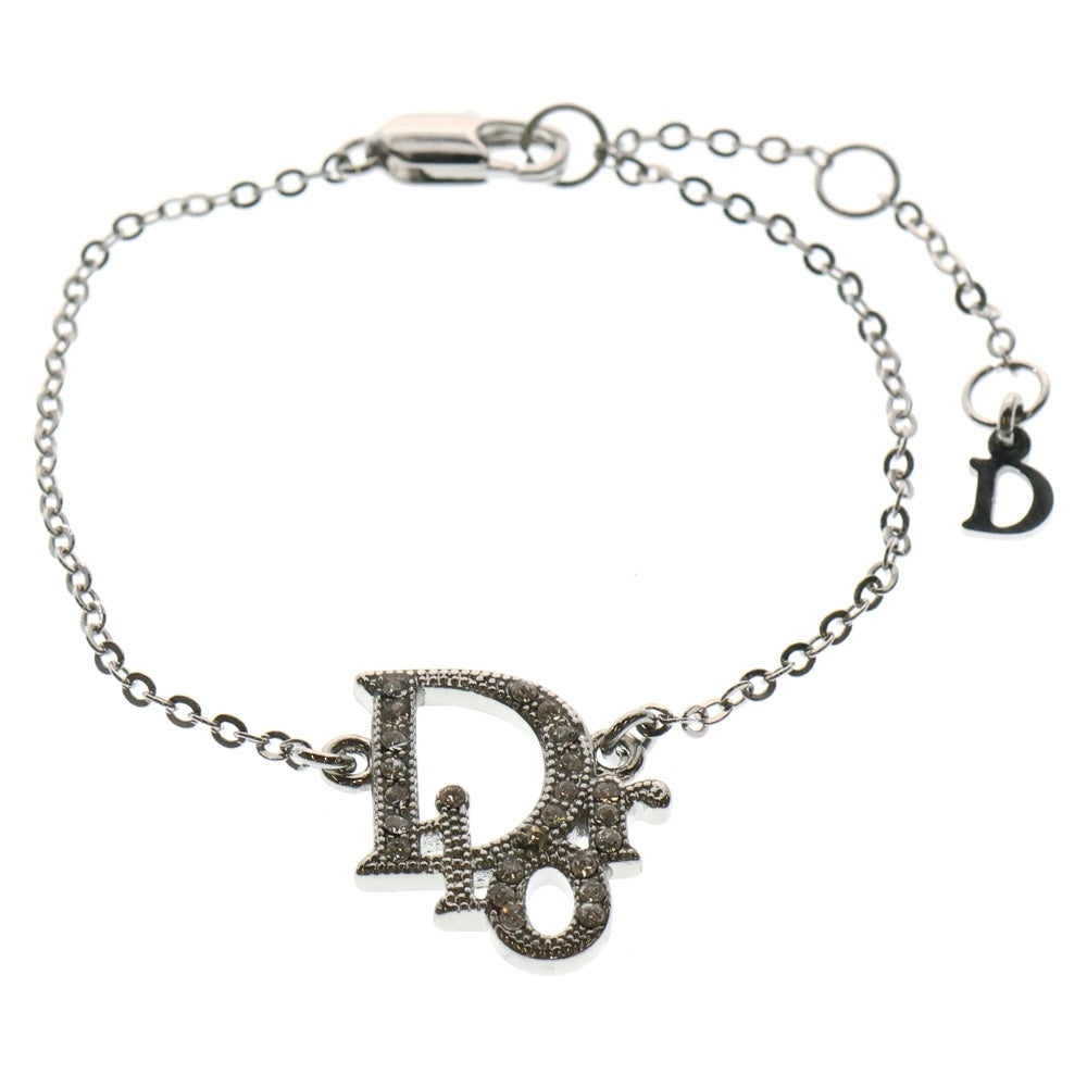 Christian Dior(クリスチャンディオール) DIOR ロゴ ラインストーン ブレスレット シルバー GP