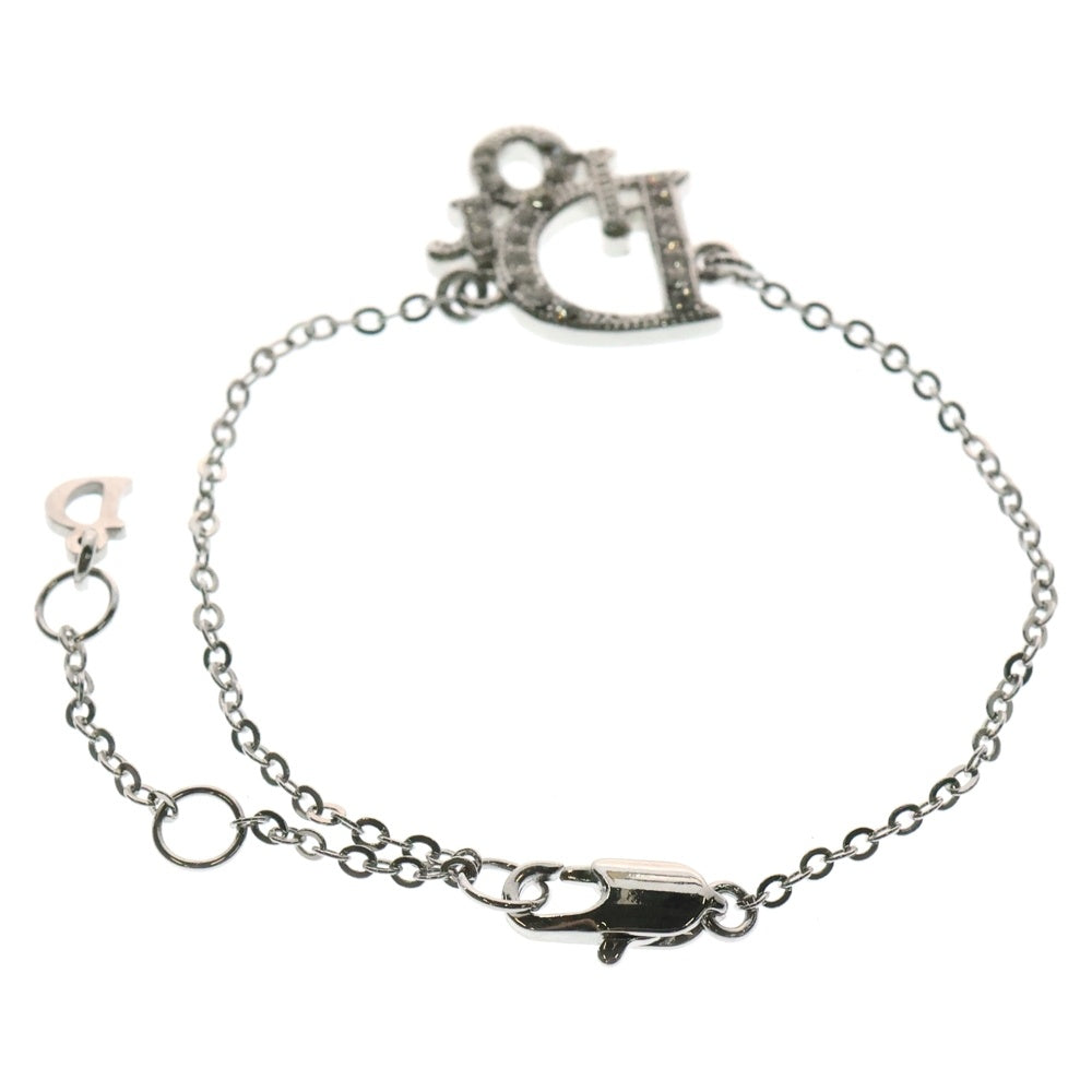 Christian Dior(クリスチャンディオール) DIOR ロゴ ラインストーン ブレスレット シルバー GP