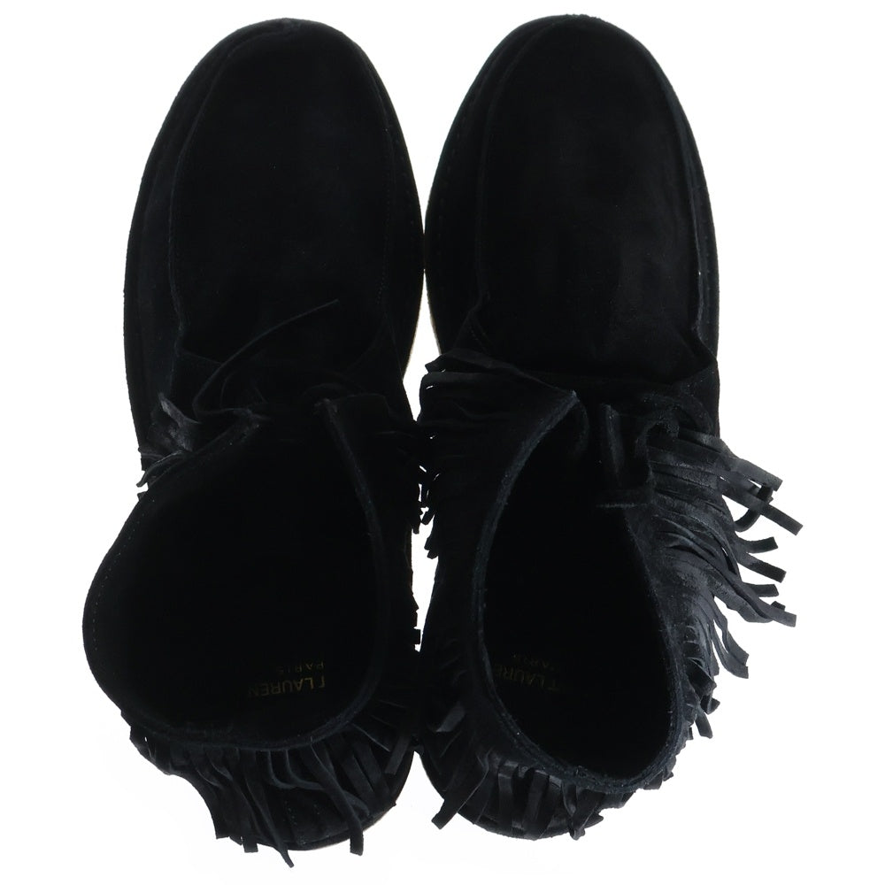 SAINT LAURENT PARIS(サンローランパリ) フリンジデザイン スウェードレザー クレープソール デザートシューズ ブーツ ブラック 534009