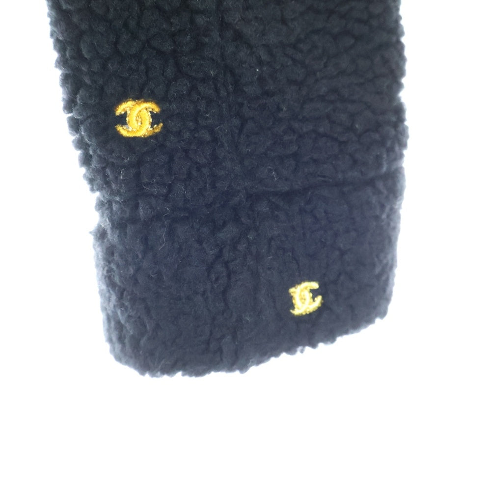 CHANEL(シャネル) ココマーク ロゴチャーム 刺繍 カシミヤニット ジップアップ ボアジャケット ブラック レディース P76525K10965