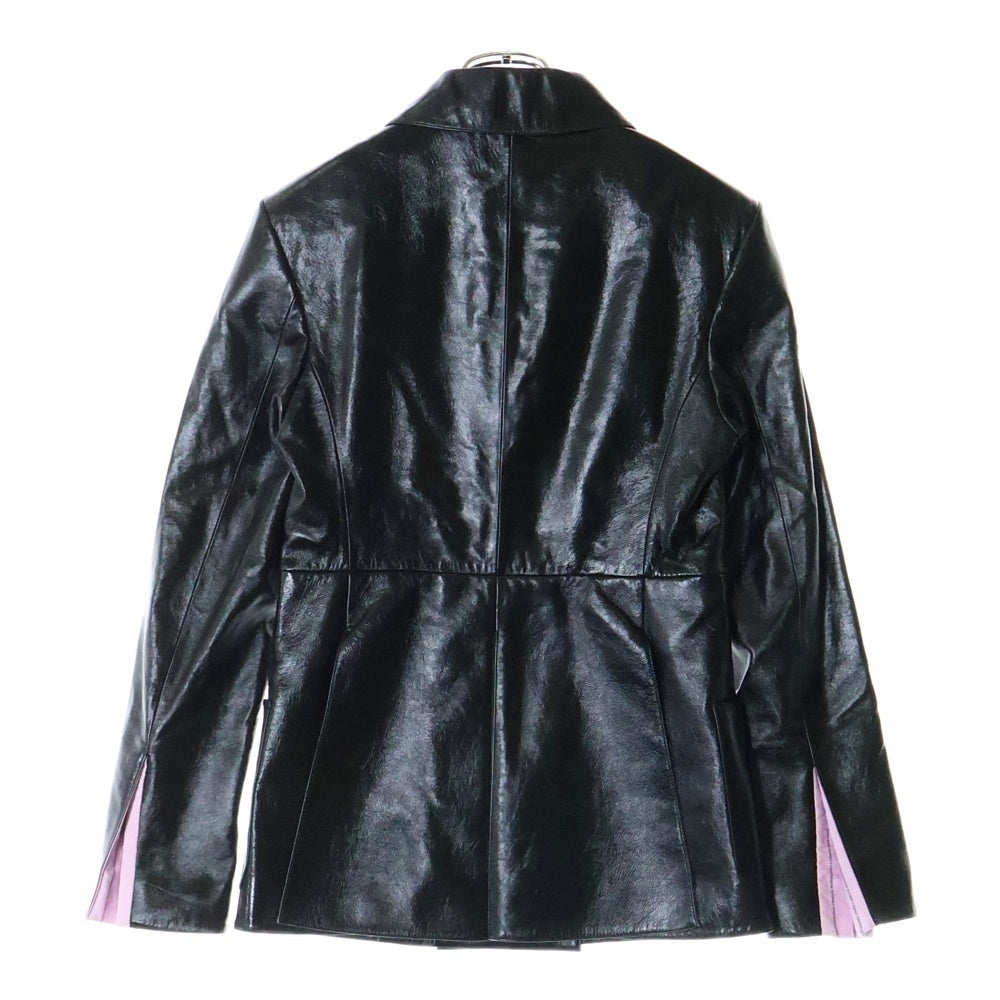 CHANEL(シャネル) ココマークボタン ラムスキン レザー ダブルブレスト ピークドラペル テーラードジャケット ブラック レディース P74488C00372