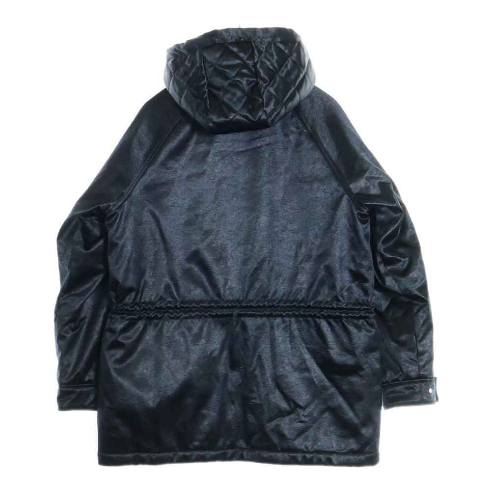 CHANEL(シャネル) ココマークボタン デタッチャブル フーデッド ジップアップ 中綿ジャケット ブラック/シルバー レディース P74341V66902