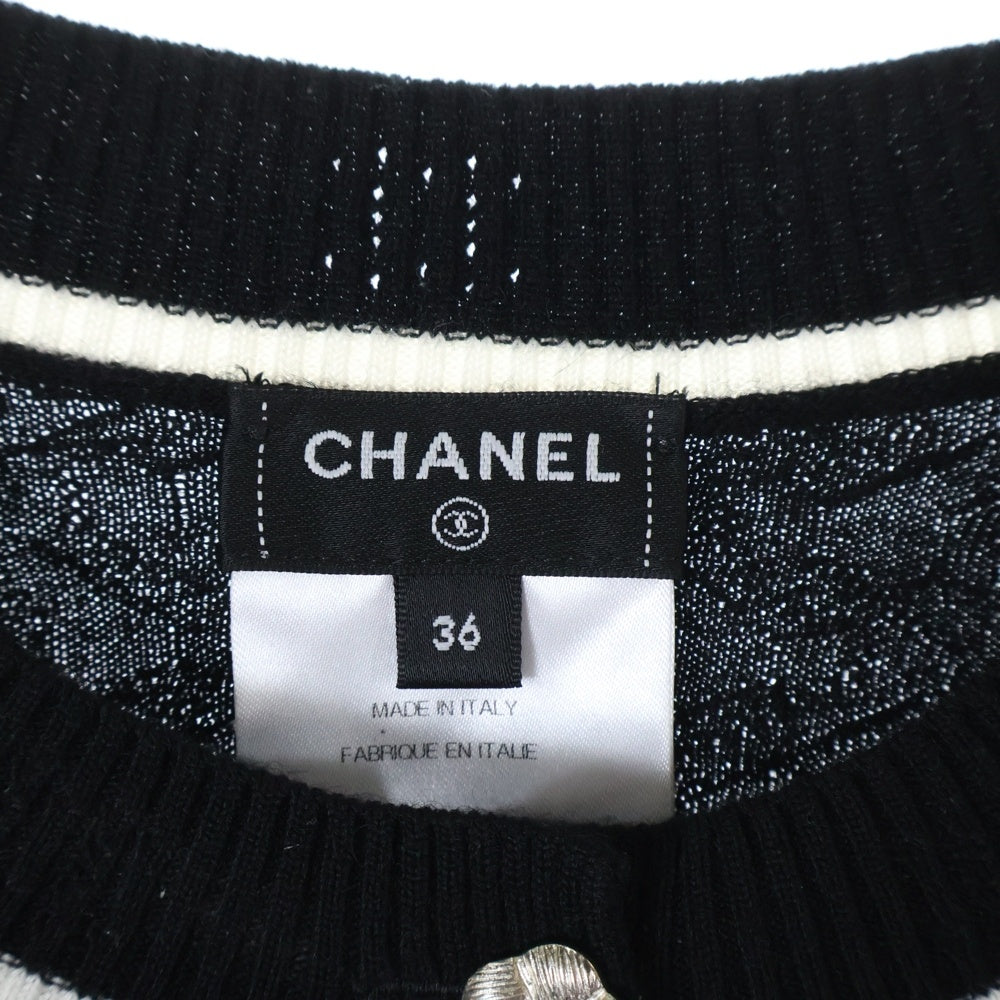 CHANEL(シャネル) カメリア ココマークボタン サイドライン カシミヤニット カーディガン ブラック レディース P75662K10982