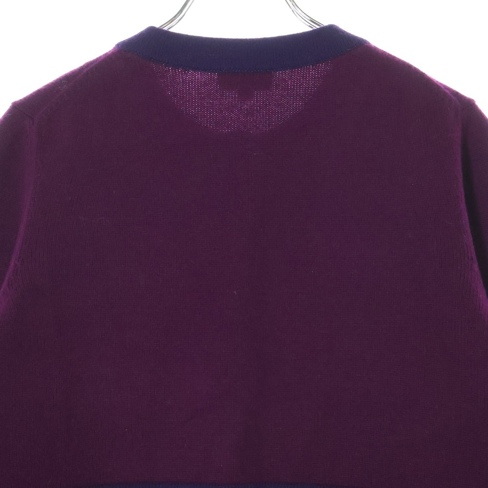 CHANEL(シャネル) ココマークボタン ノーカラー バイカラー カシミヤニット カーディガン パープル レディース P75655K10866
