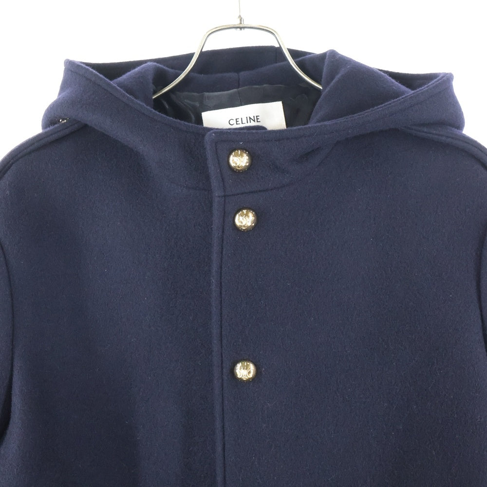CELINE(セリーヌ) 24AW エディ期トリオンフボタン メルトンウール フーデッド スナップボタン ジャケット ネイビー 2M25A6700