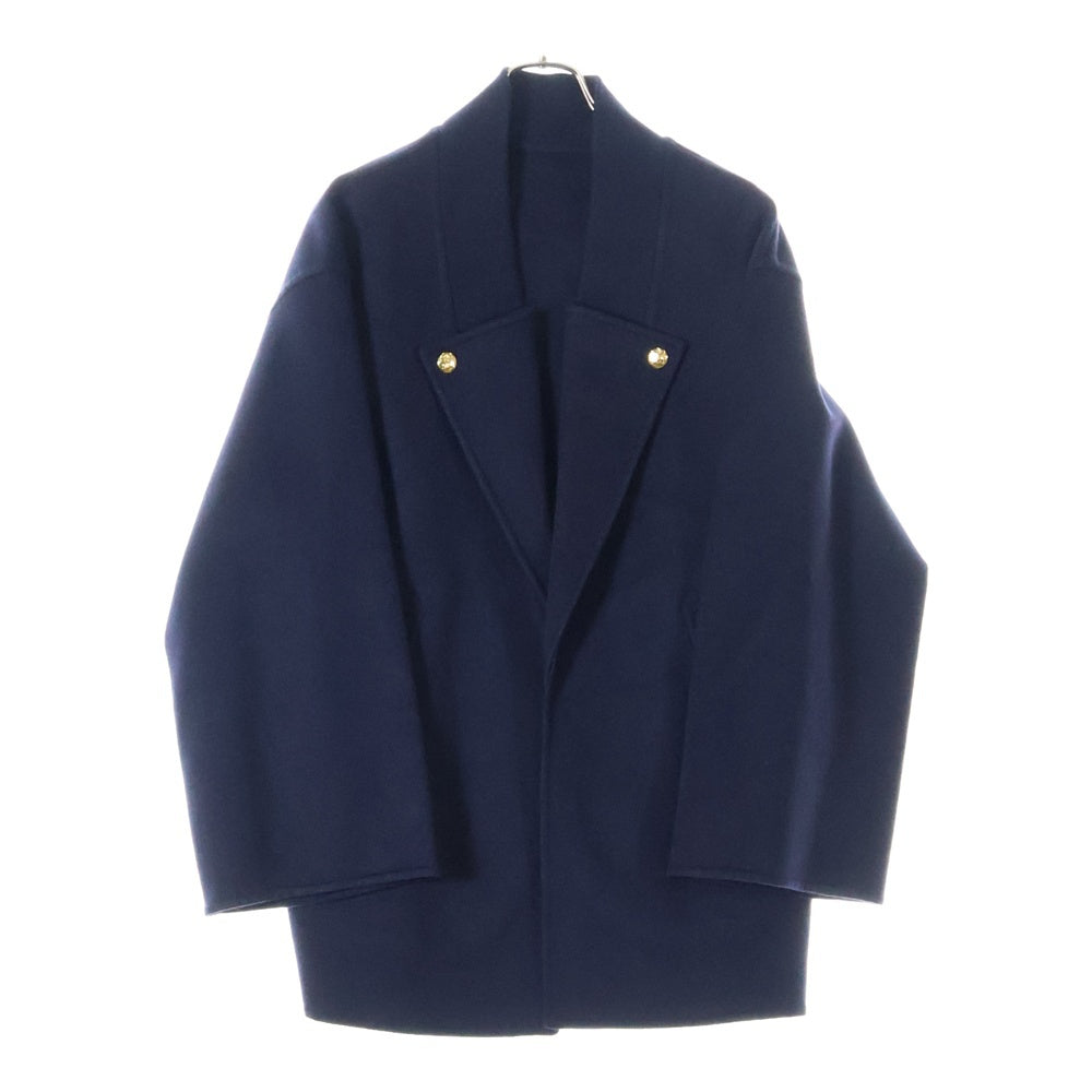 CELINE(セリーヌ) 23AW エディ期 トリオンフボタン リブカラー カシミヤウール ダブルフェイス ピーコート ジャケット ネイビー 2M31B6700