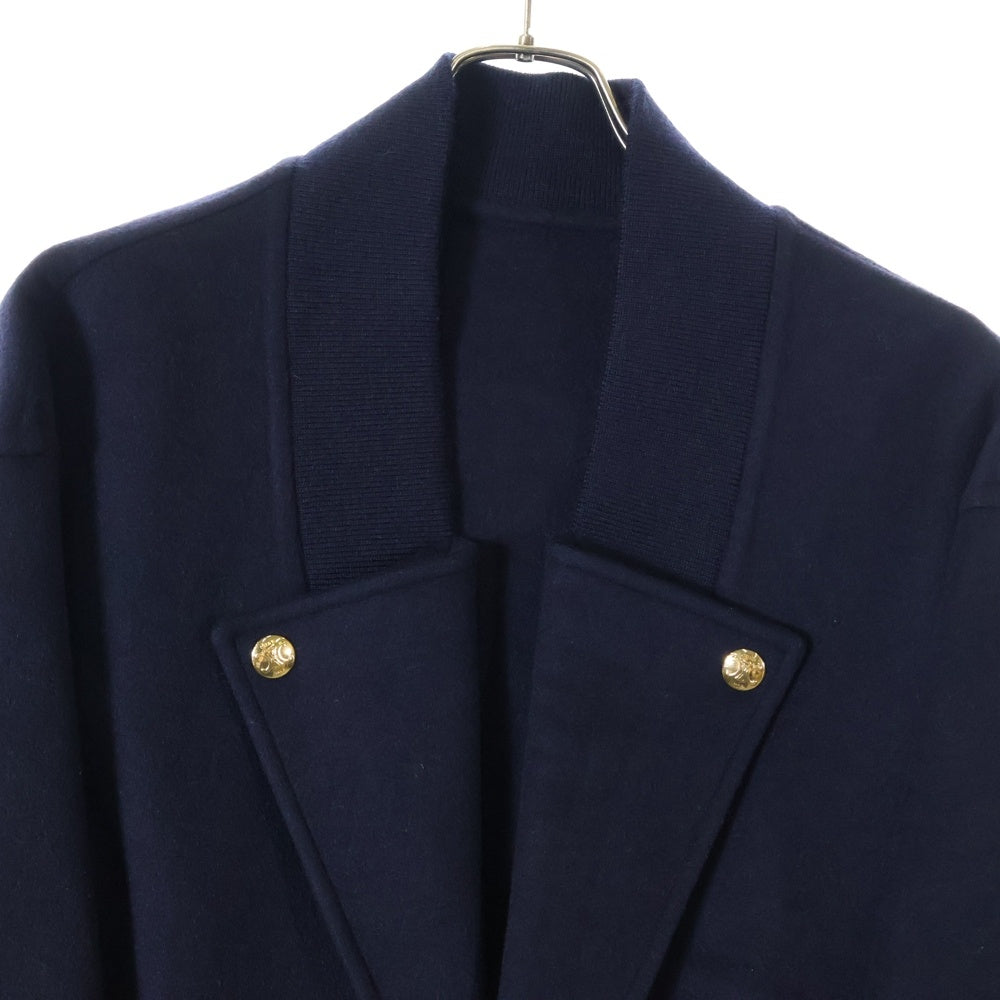 CELINE(セリーヌ) 23AW エディ期 トリオンフボタン リブカラー カシミヤウール ダブルフェイス ピーコート ジャケット ネイビー 2M31B6700
