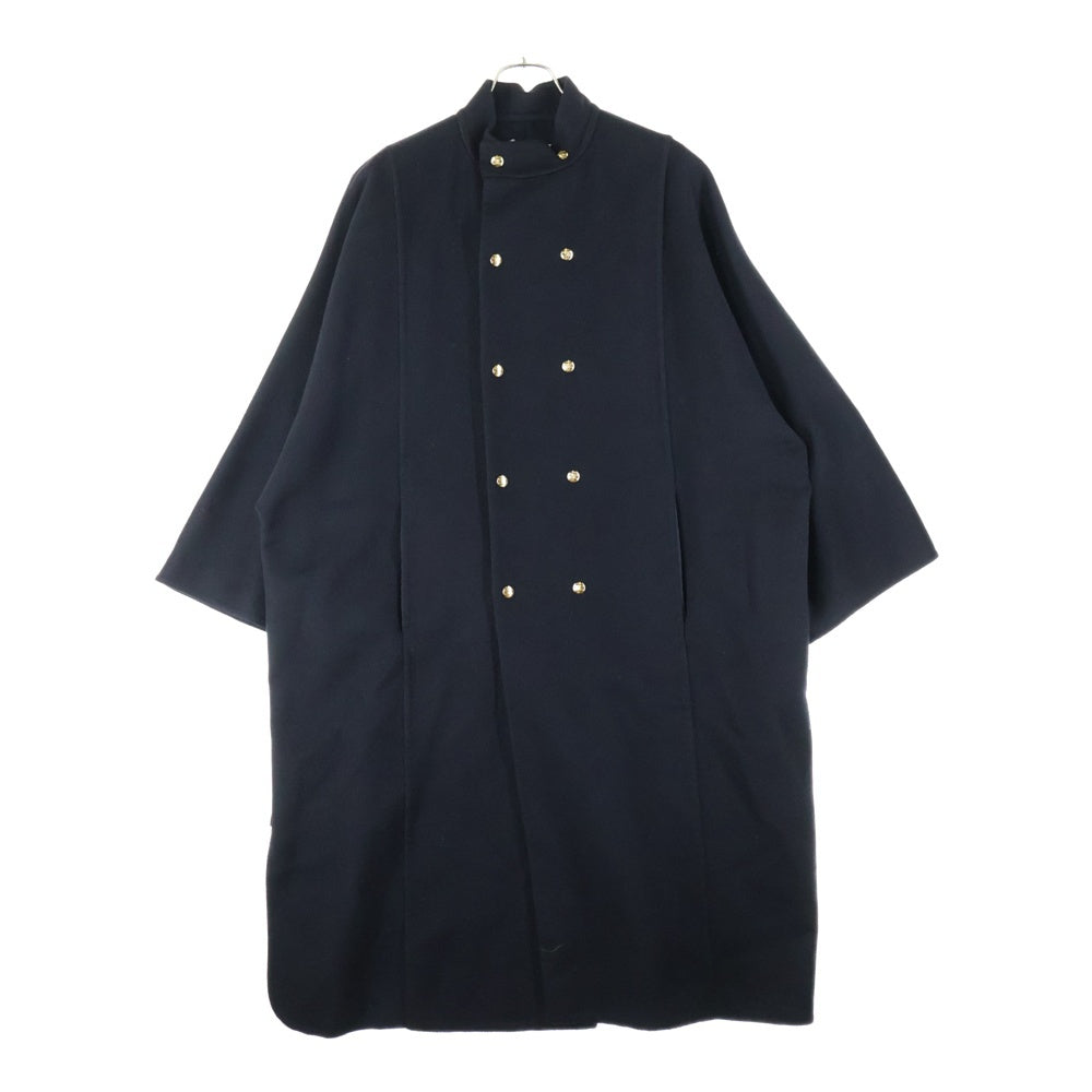 CELINE(セリーヌ) 24AW エディ期 トリオンフボタン カシミヤ スタンドカラー ダブルブレスト チェスター ロングコート ブラック 2M25A6700