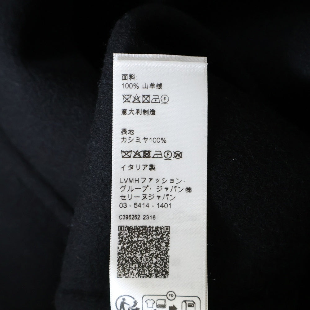 CELINE(セリーヌ) 24AW エディ期 トリオンフボタン カシミヤ スタンドカラー ダブルブレスト チェスター ロングコート ブラック 2M25A6700