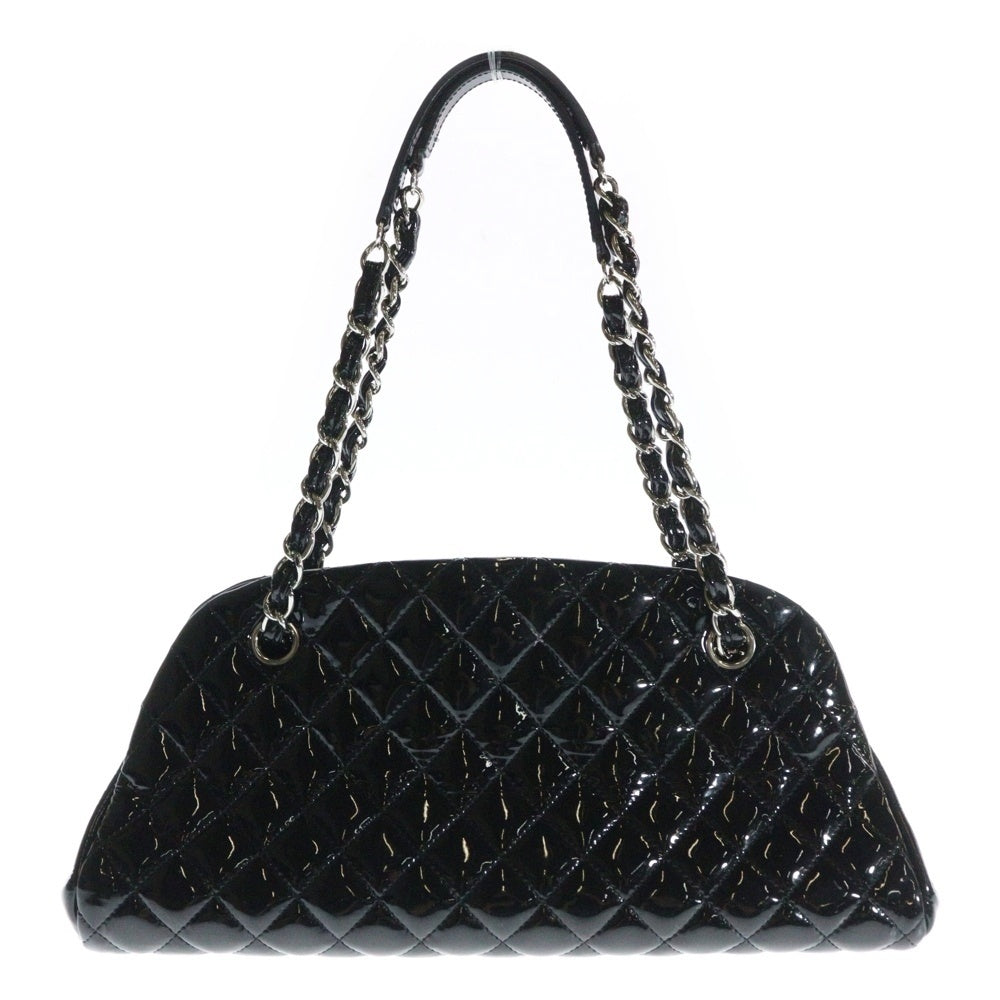 CHANEL(シャネル) マドモアゼル チェーンショルダーバック ハンドバッグ ブラック シルバー金具 パテント レザー