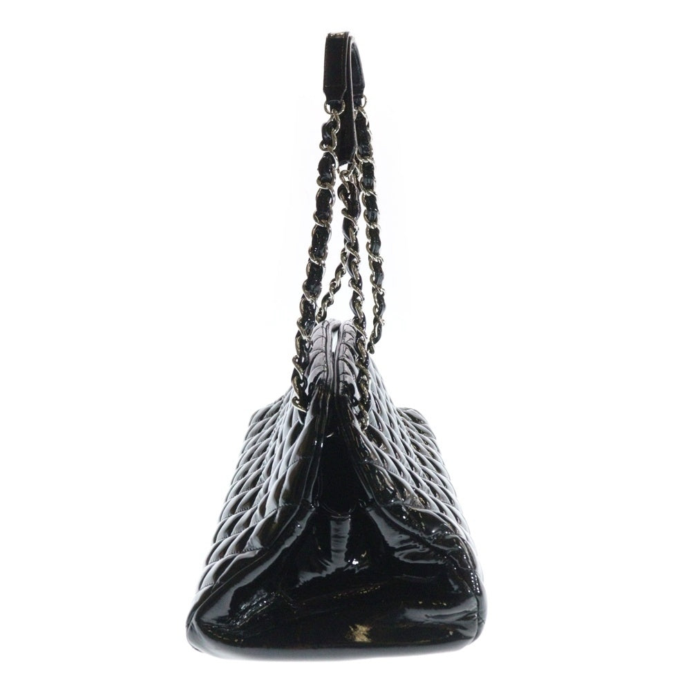 CHANEL(シャネル) マドモアゼル チェーンショルダーバック ハンドバッグ ブラック シルバー金具 パテント レザー