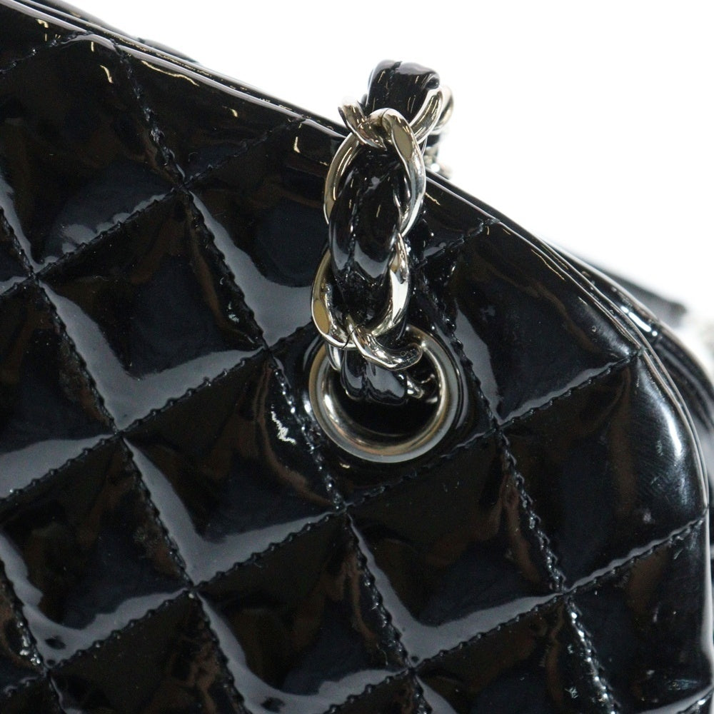 CHANEL(シャネル) マドモアゼル チェーンショルダーバック ハンドバッグ ブラック シルバー金具 パテント レザー