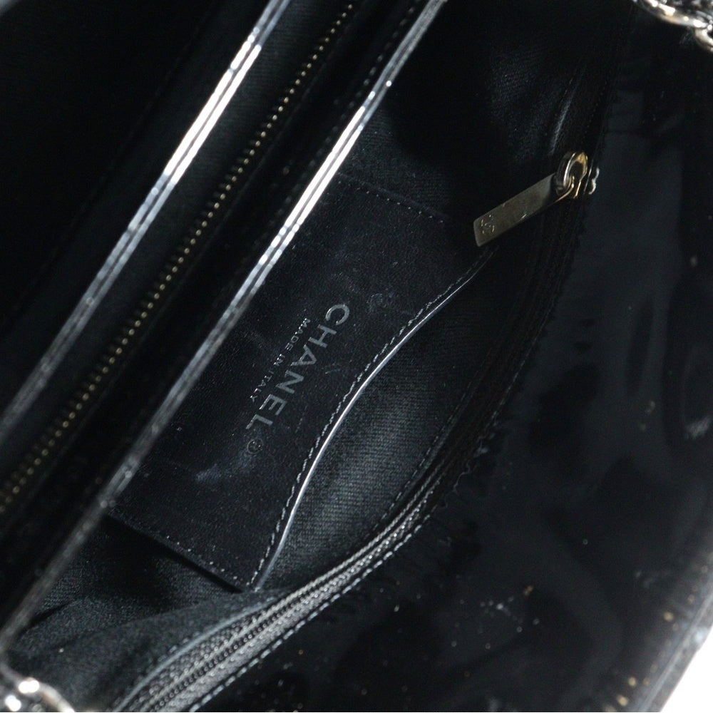 CHANEL(シャネル) マドモアゼル チェーンショルダーバック ハンドバッグ ブラック シルバー金具 パテント レザー