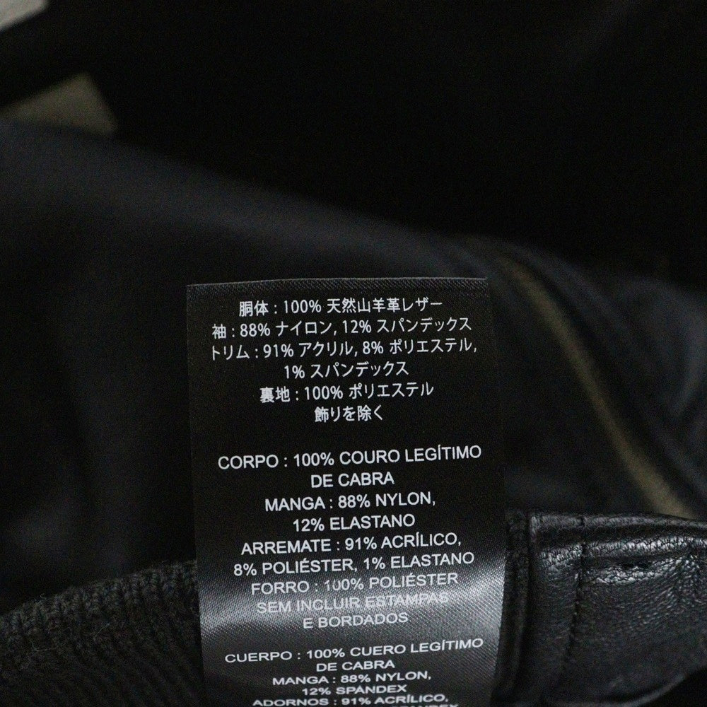 HARLEY DAVIDSON(ハーレーダビッドソン) HD-MC ワッペンロゴ 異素材ミックス ゴートレザー ナイロン ジップアップ ボンバージャケット ブルゾン ブラック 97015-21VM