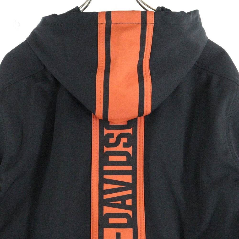 HARLEY DAVIDSON(ハーレーダビッドソン) バーティカル ストライプ バックロゴプリント フーデッド ストレッチ ジップアップ ジャケット ブラック/オレンジ 98408-20VM
