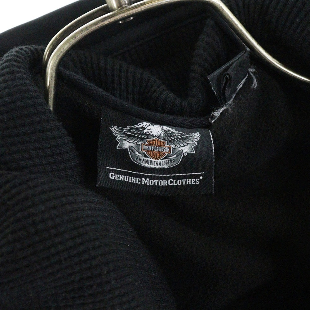 HARLEY DAVIDSON(ハーレーダビッドソン) バックロゴ刺繍 デタッチャブル ナイロン フーデッド ジップアップ ジャケット ブルゾン ブラック 98176-17VM