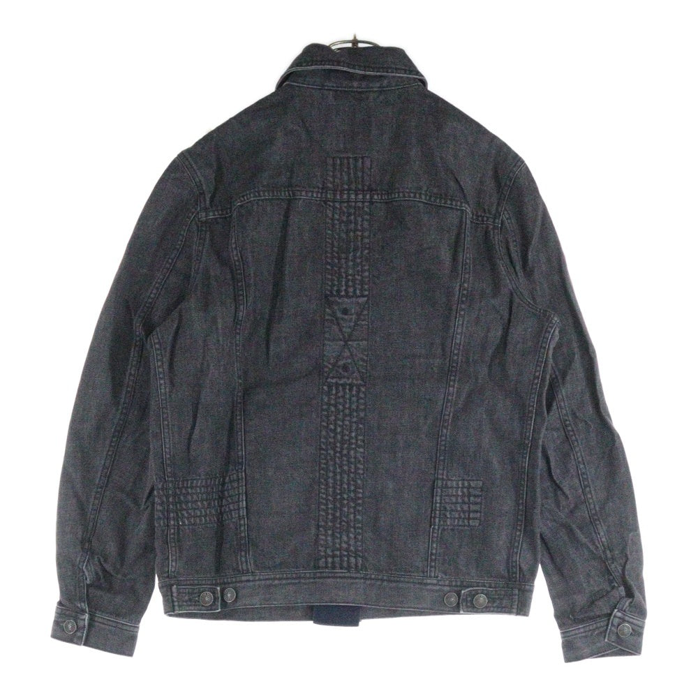 DIESEL(ディーゼル) NHILL-C1-SP1 ウォッシュ加工 ステッチデザイン デニム トラッカージャケット ブラック 0AFAN