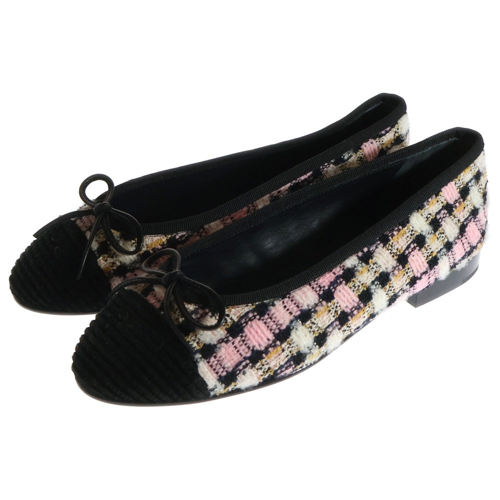 CHANEL(シャネル) ココマーク ツイード バレリーナ フラット シューズ ピンク G02819 レディース