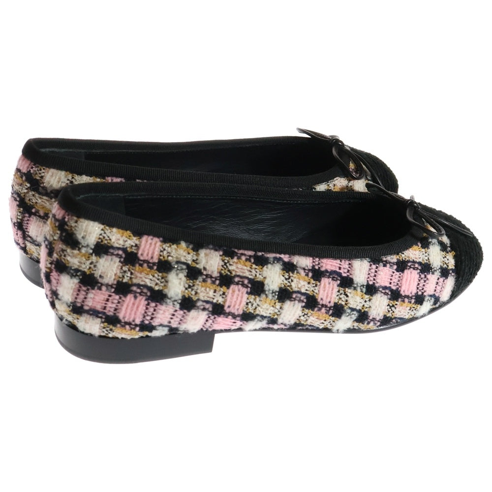 CHANEL(シャネル) ココマーク ツイード バレリーナ フラット シューズ ピンク G02819 レディース