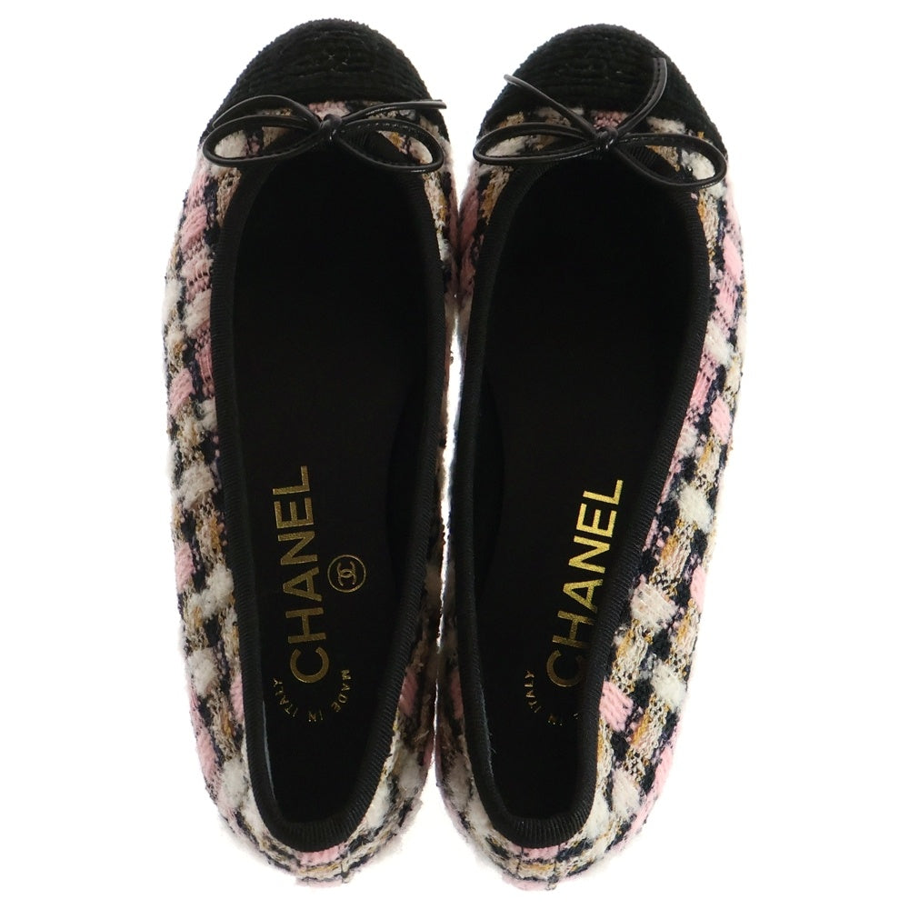 CHANEL(シャネル) ココマーク ツイード バレリーナ フラット シューズ ピンク G02819 レディース
