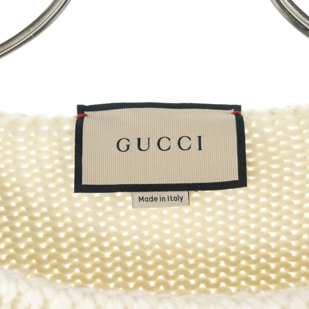 GUCCI(グッチ) 21AW レザーディティール ウール ニットセーター ホワイト 683716
