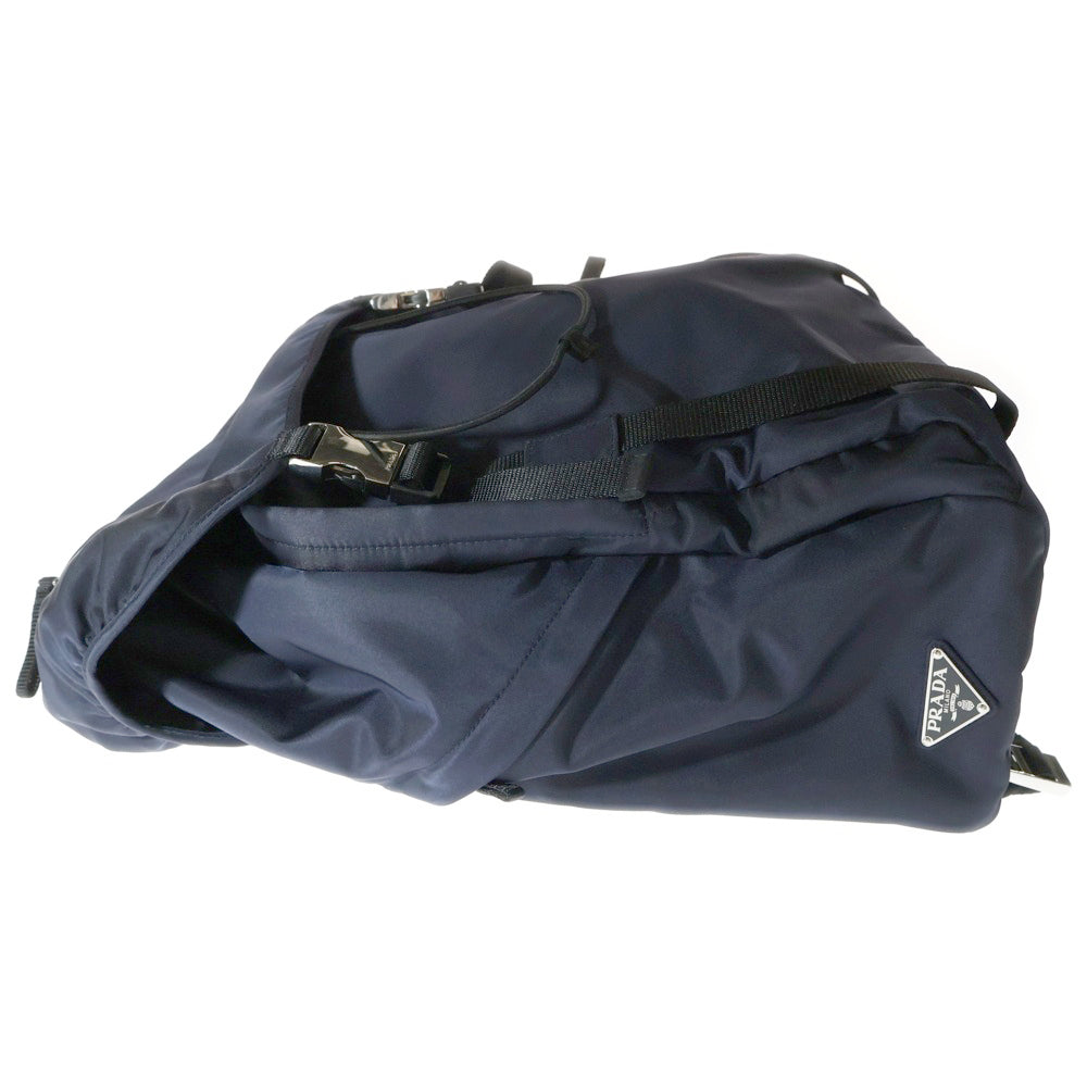 PRADA(プラダ) テスート トライアングルロゴ バックパック リュックサック ナイロン シルバー金具 ネイビー 2VZ062
