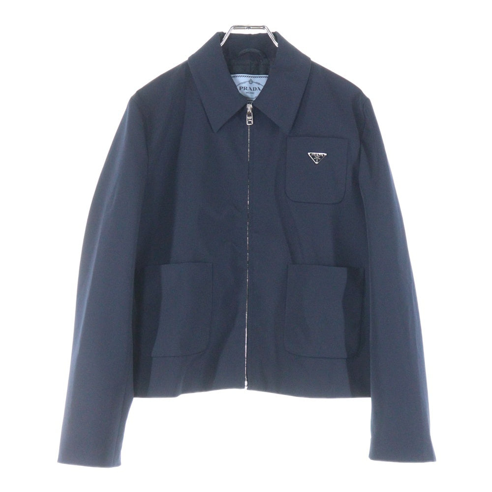 PRADA プラダ★トライアングルロゴパッチジップアップシャツ ジャケット PRADA プラダ☆トライアングルロゴパッチジップアップシャツ ジャケット