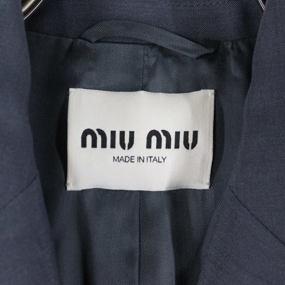 miumiu(ミュウミュウ) シングルブレスト キッドモヘヤ ジャケット グレー レディース