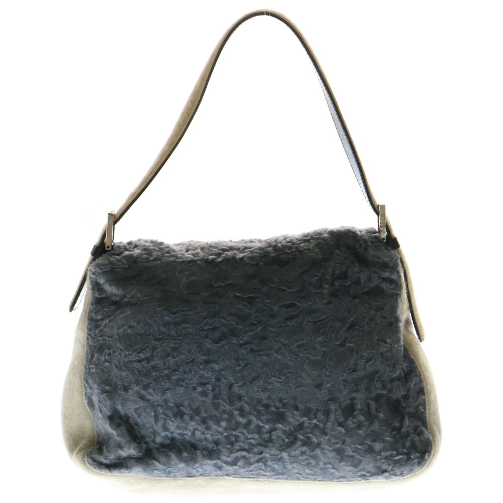 FENDI(フェンディ) マンマバケット ハンドバッグ ワンショルダーバッグ グレー×ベージュ ウール シルバー金具